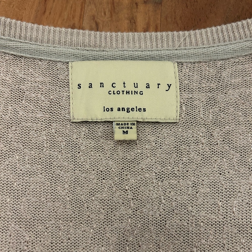 Anthropologie: Sanctuary Sequin Beige/Cream Cropped Cardigan - Picture 6 of 6